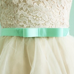 1 mint bow belt bow belt cotton fabric belt seafoam green mint belt custom SIZES and COLORS available image 2