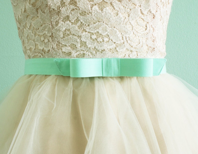 1 mint bow belt bow belt cotton fabric belt seafoam green mint belt custom SIZES and COLORS available image 2