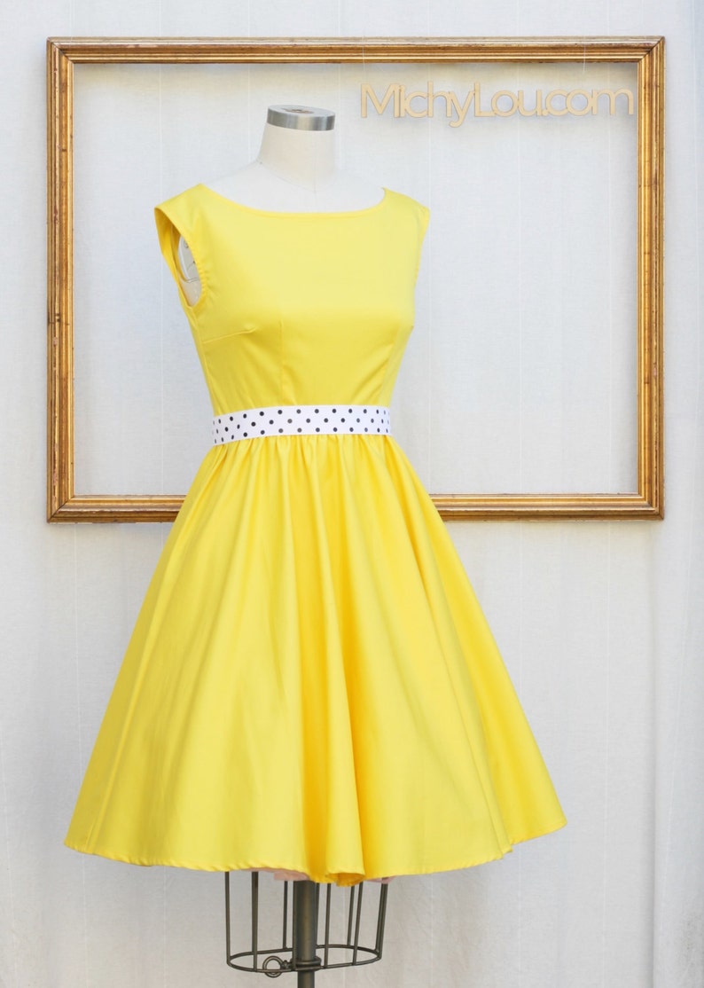 yellow boat neck dress