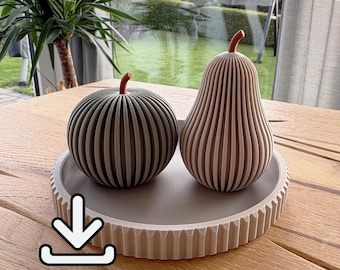 Appel en peer in de schil - moderne herfstdecoratie - Digitale versie STL
