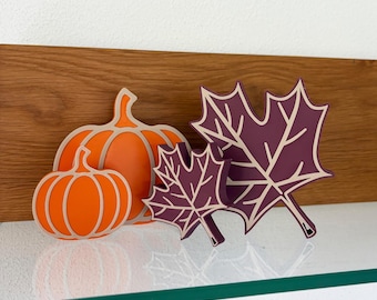 Ahorn Blatt und Kürbis - moderne Herbst Deko - 3D Deko
