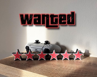 Wanted Sterne - Gaming Deko - 3D Schild - GTA 6