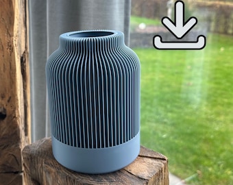 Vaas met groeven - moderne vaas 3D geprint - digitale versie STL