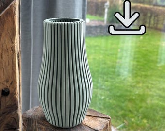 Vaas met groeven - moderne vaas met rondingen - Digitale versie STL
