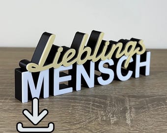 Favoriete persoon 3D-lettering - Standaard - Digitale versie STL