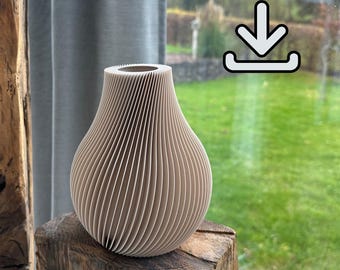 Spiraalvormige vaas met groeven - moderne vaas - Digitale versie STL