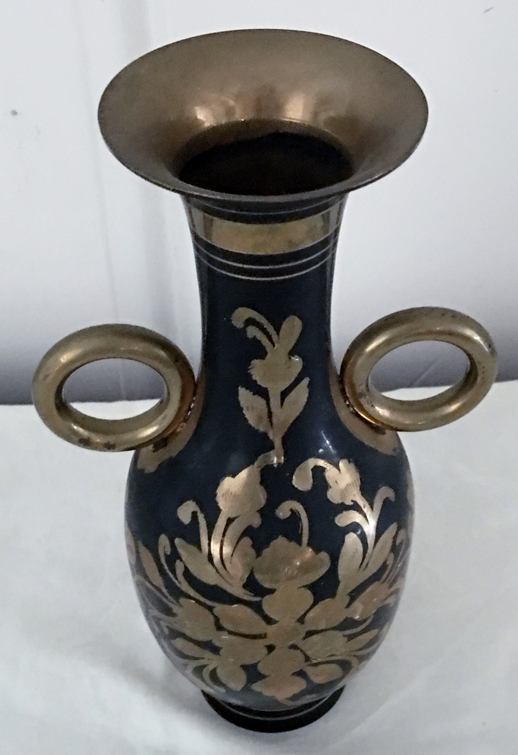 Etched and Painted Brass Vase made in India Etsy