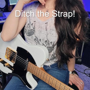 Guitar Slip No More, GSNM designed for the seated guitarist. Ditch the strap, at least while playing seated!