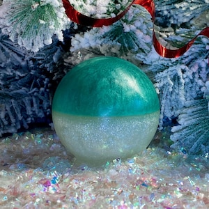 Christmas Tree & Snow Double Scent Soap Ball - Handmade Soap, Gift Soap, Holiday Soap, Christmas Soap  - 9oz, 3&quot; dia.