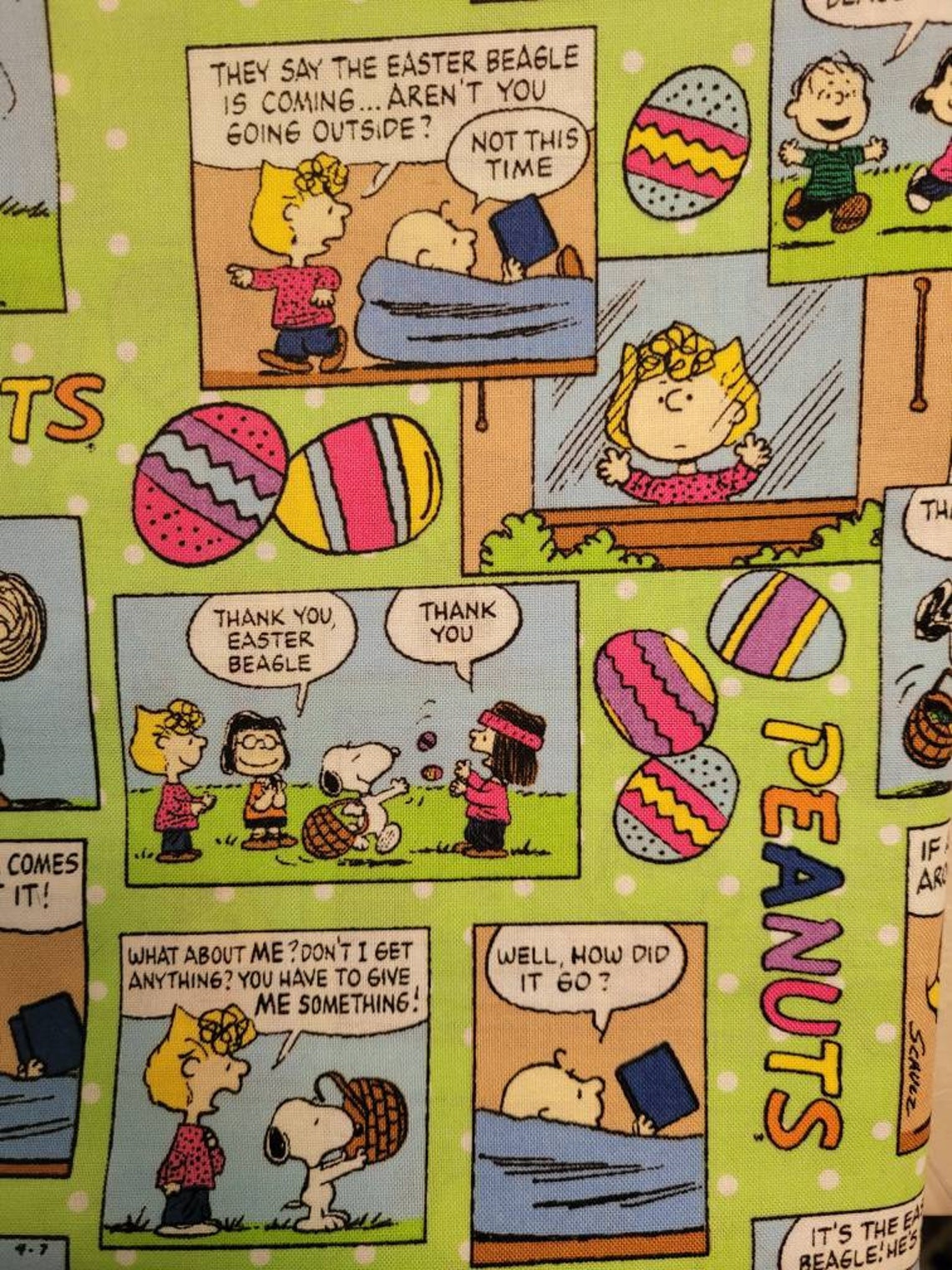 Peanuts Easter Comic Strip Fabric Features the Peanuts Gang Etsy