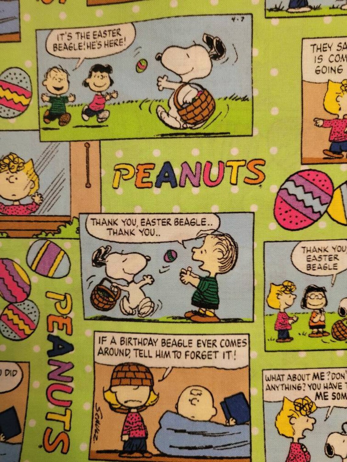 Peanuts Easter Comic Strip Fabric Features the Peanuts Gang Etsy