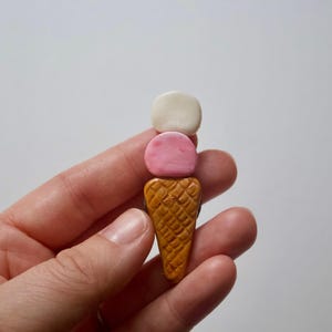 Ice Cream Cone Polymer Clay Magnet – Handmade Cute Ice Cream Magnet for Fridge