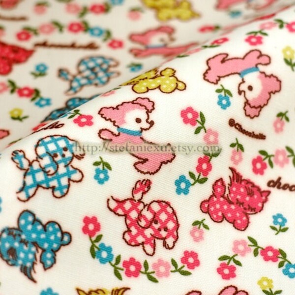 Japanese Waterproof Oilcloth Fabric-Retro Floral and Lovely Animals (Fat Quarter)