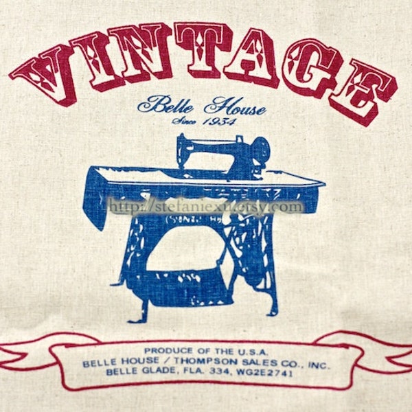 Unique Linen Collection-Vintage Sewing Machine-4 Cuts, NATURAL Color (24x27 inches)