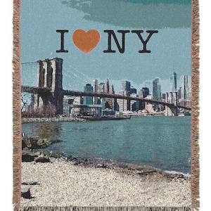 I Love New York Manhattan skyline Woven cotton  Blanket