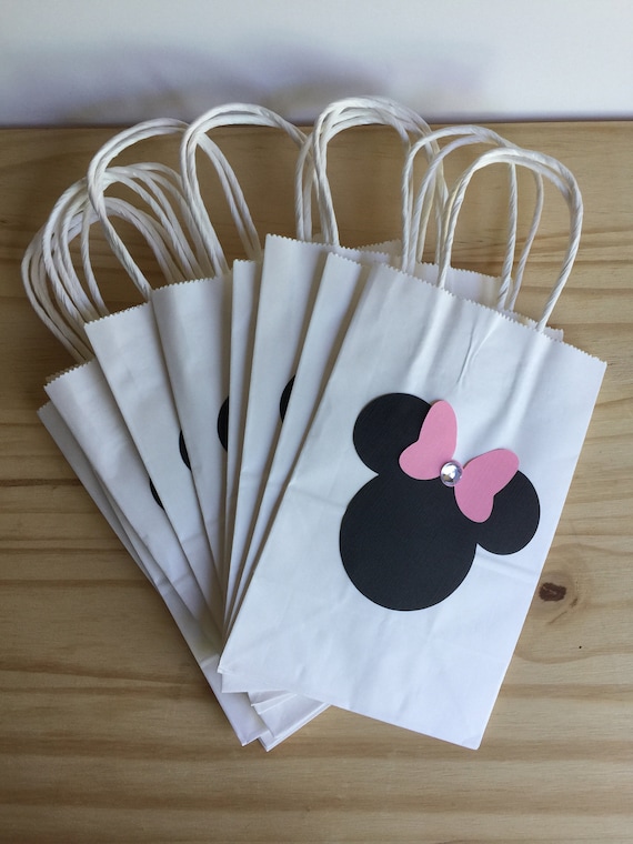 Minnie Mouse Birthday Favor Bags, Birthday Bags, White Gift Bags, Treat  Bags, White Bags With Disney Theme Set of 10 Bags 