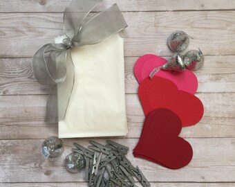 Valentine 24 QTY Treat Bags Glassine Bag Embellished with a Heart Favor Bag Party Favor Bag (VA5)