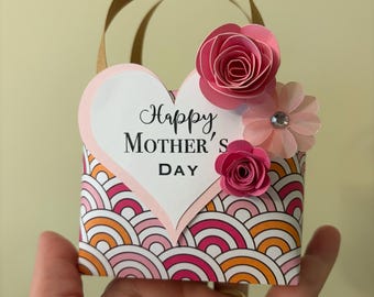 Floral Paper Purse Favor: Mother's Day Petite Tote Bag (26XM)