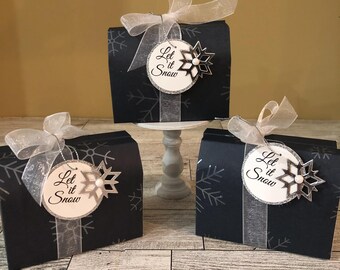 Blue Winter Wonderland Theme Gift Box with Snowflake Pattern Box Blue Treat Boxes (CH88)