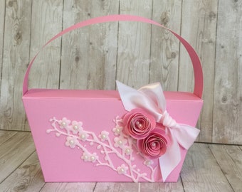 Purse Favor Paper Purse Tote Centerpiece Purse Baby Shower Birthday Favor Bridal Shower Favor Paper Boxes Pink Tote Purse (SJ7)