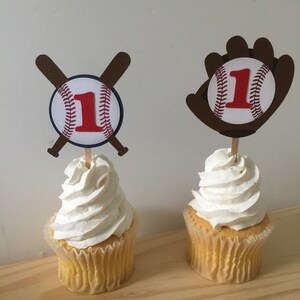Baseball Glove QTY 12 Cupcake Toppers Baseball Bat Cupcake Toppers or ...