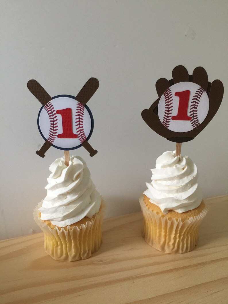Baseball Glove QTY 12 Cupcake Toppers Baseball Bat Cupcake - Etsy