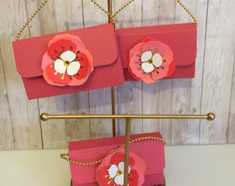 Paper Purse Paper Clutch Centerpiece Purse Baby Shower Birthday Favor Bridal Shower Favor Paper Boxes Coral Tote Purse (XO5)