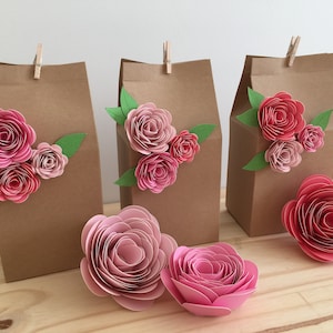 Kraft Favor Box Garden Kraft Favor Boxes with Roses Milk Carton Boxes, First Birthday Favor Boxes Gift Boxes Spring Wedding Favor Box (XC4)