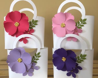 Purse Favor Paper Purse Petite Tote Baby Shower Birthday Favor Bridal Shower Favor Paper Paper Flowers Daisy Style