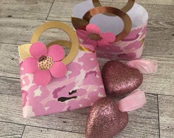 Purse Favor Petite Paper Purse Tote Baby Shower Birthday Favor Bridal Shower Favor Paper Boxes (Quite Small) (26A)