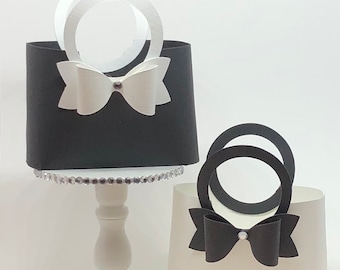 Handmade Paper Purse Favor Boxes, Petite Tote with Bow