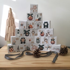 Advent Calendar Kit Advent Christmas Favor Boxes Favor Gift Boxes (25CT) Easy to Assemble Boxes DIY Advent Calendar