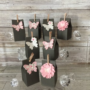 Favor Boxes 16 Milk Carton Favor Boxes Gift Boxes Mini Box Birthday Favor Box with Butterfly Embellishment (BX9)