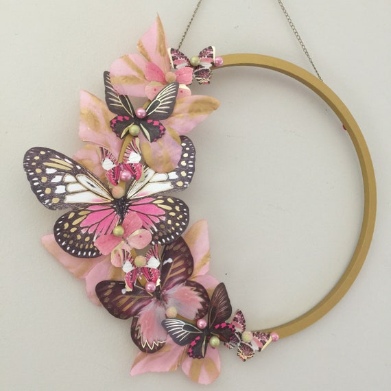 Butterfly Room Decor Wall 12" Decor Butterflies Nursery Decor Wall Decor Pink/Gold Purple Gold Butterflies Decoration Butterfly Wreath Il_570xn