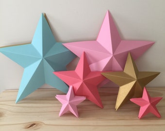 Stars Paper Stars Wall Stars Embellishments 5-Pointed Star Wedding Birthday Baby Shower Graduation Decorations Gold Star 3D (PX4)