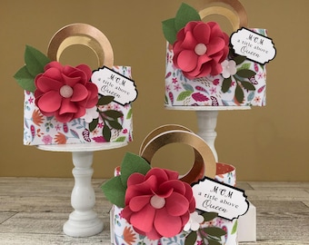 Handmade Paper Purse Favor Boxes, Petite Tote with Bow