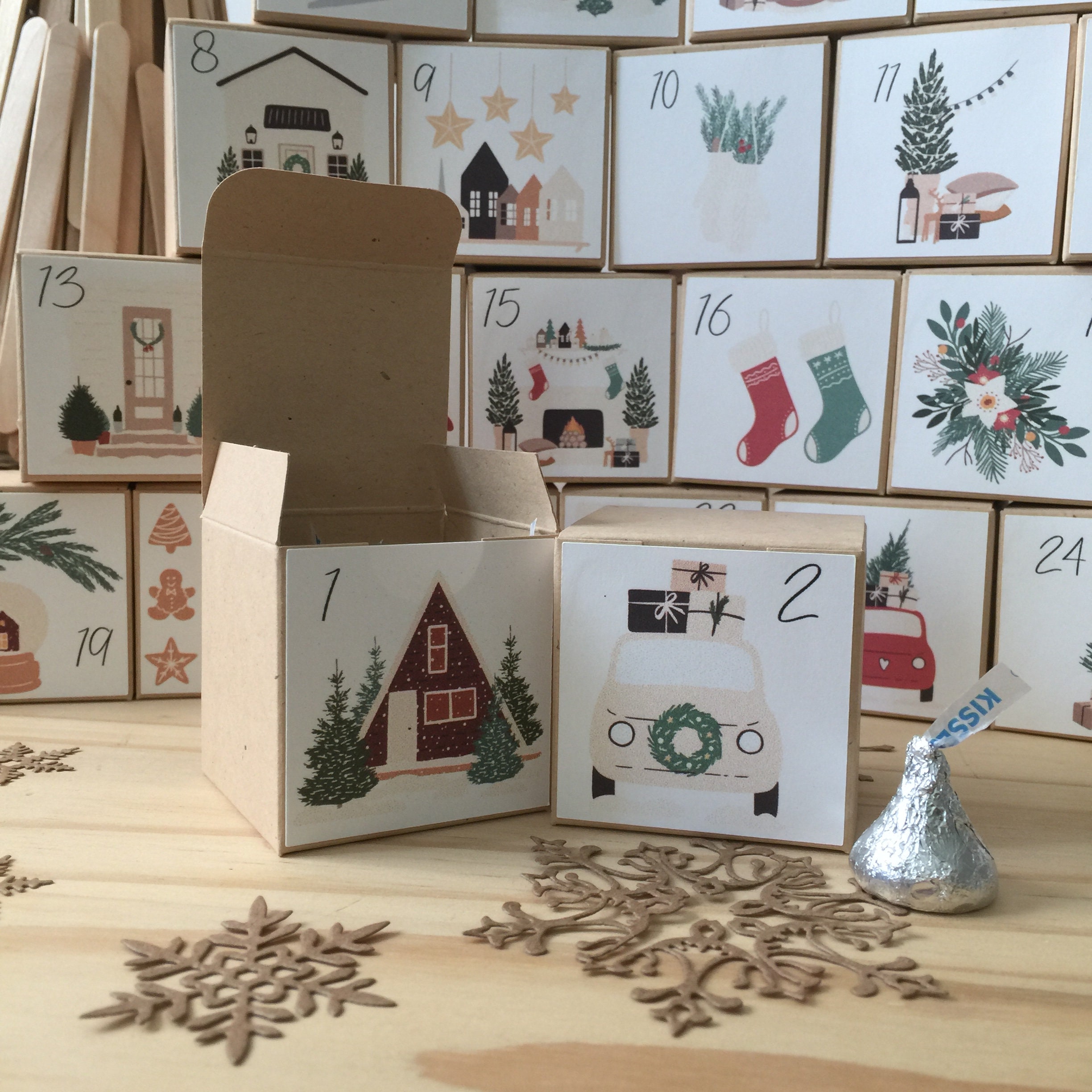 Advent Calendar Kit Advent Cozy Comfy Christmas Favor Boxes Etsy