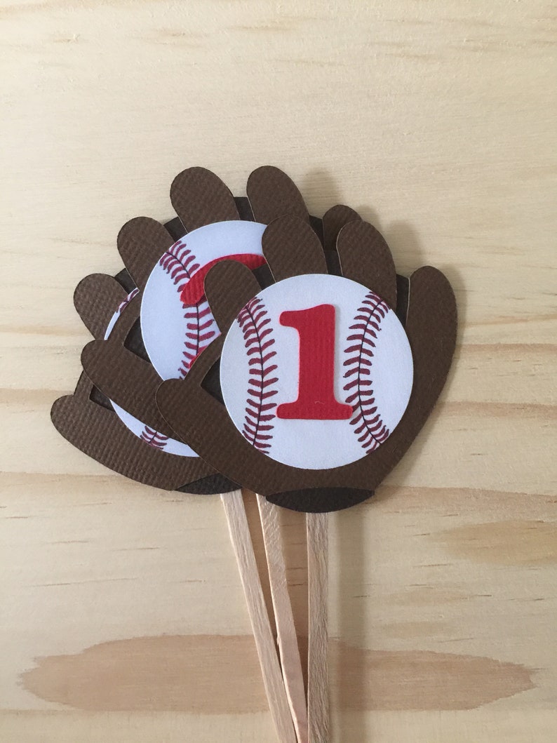 Baseball Glove QTY 12 Cupcake Toppers Baseball Bat Cupcake - Etsy