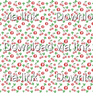 Seamless cute cherry discoball Pattern PNG 3000x3000 px | 300 DPI CMYK | Digital Download | Repeating Background for Fabric, Print & Crafts