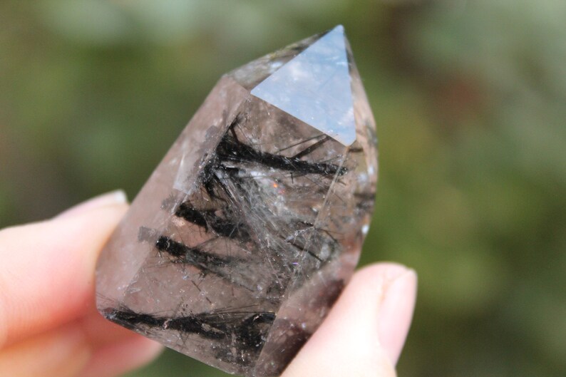 Black Rutile Lodolite Garden Quartz Point
