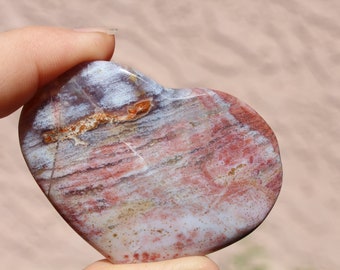 Ocean Jasper Heart, ocean jasper heart, ocean jasper, pink ocean jasper, from Madagasgar