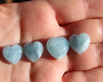 Aquamarine mini heart, aquamarine heart, Natural Genuine handcarved