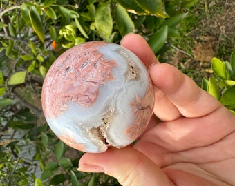 Pink Agate Druzy Sphere High Quality