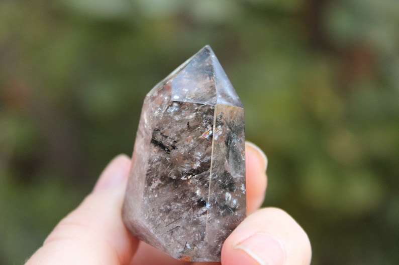 Black Rutile Lodolite Garden Quartz Point