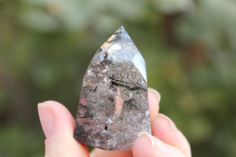 Black Rutile Lodolite Garden Quartz Point