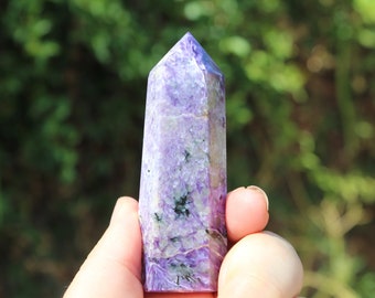 Charoite Tower, charoite wand, charoite point, rare crystal, from Russia