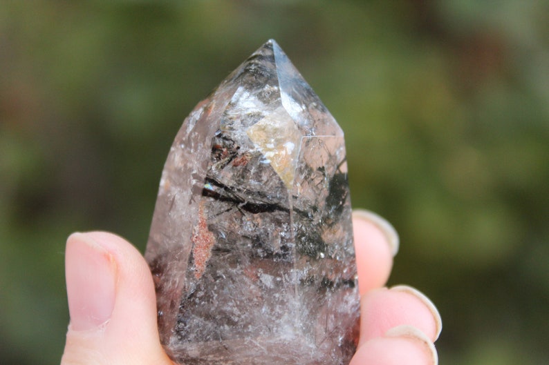 Black Rutile Lodolite Garden Quartz Point