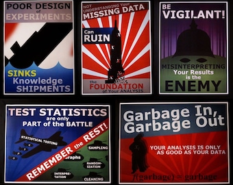 Set of 5 Statistics Propaganda Posters