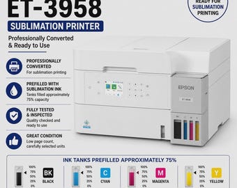 Epson EcoTank ET-3958–Ready for Sublimation Printing / Low Page count / INK Tank 75% Full
