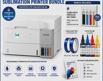 Epson EcoTank ET-3958 Sublimation Printer Bundle w/ Extra Ink, Paper & Tape